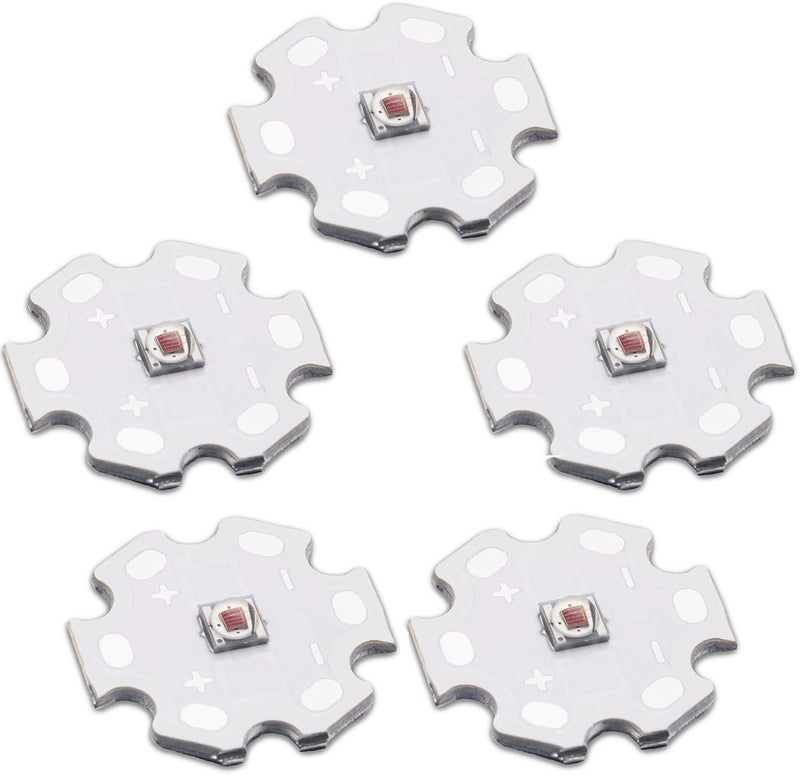 LEDGUHON 5Pcs 3W Red Super Bright Intensity 3535 SMD High Power LED Chip with Aluminum Plate 20mm Star PCB Base Heat Sink for LED Stage Lights(120deg,Red 680nm-685nm,DC 2.0-2.2V,700mA) - Image 1